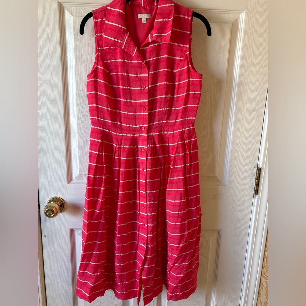 Talbots Dark Pink And White Casual Dress Size 4